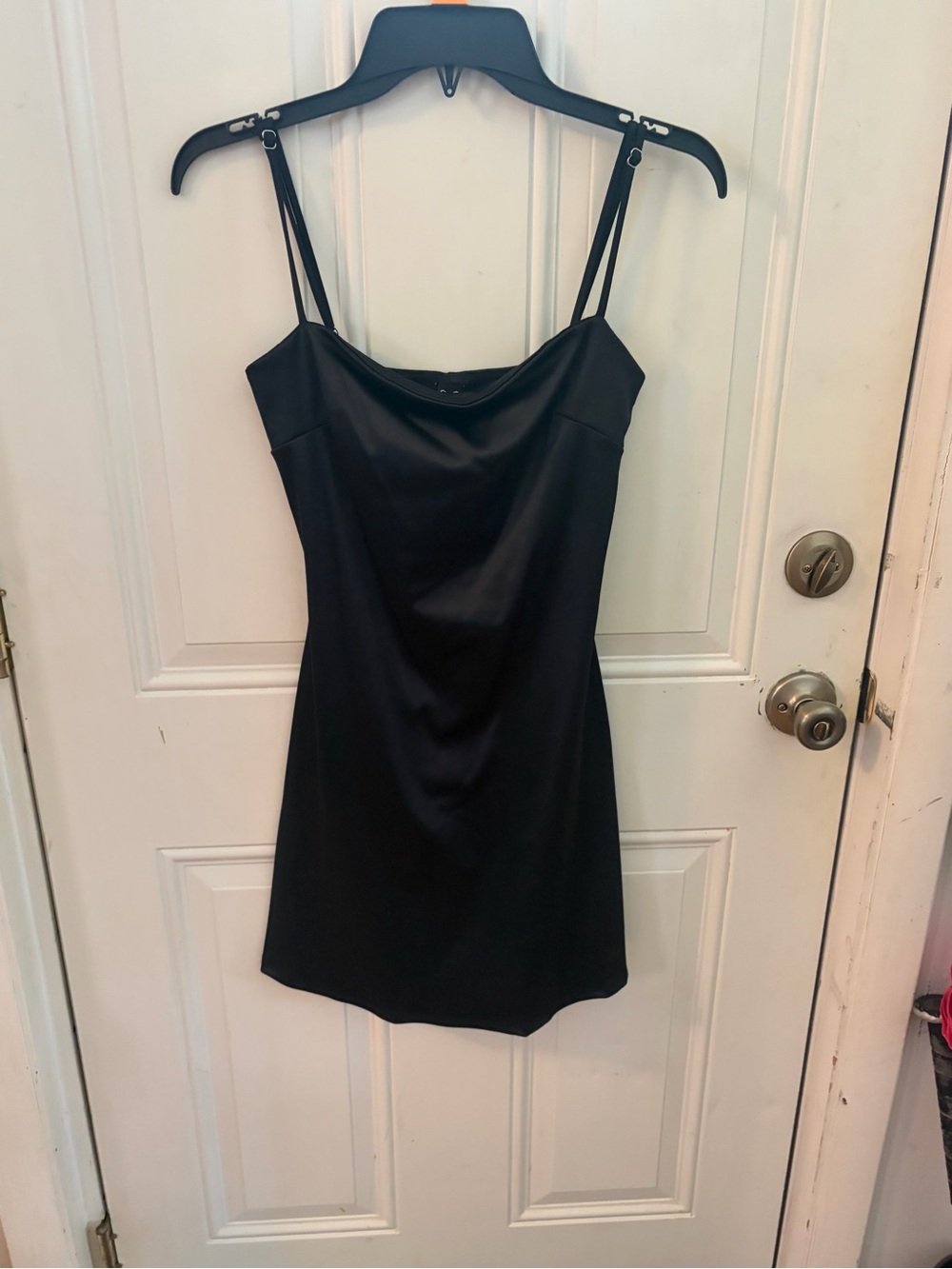 Windsor Classic Black Satin Slip Dress - Women's